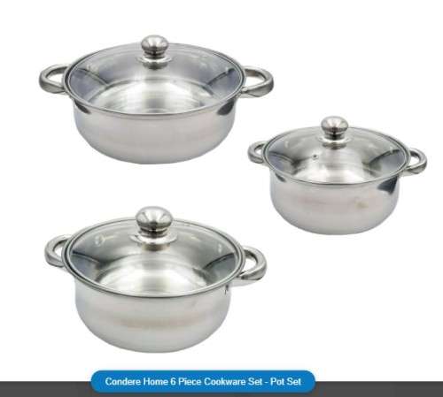 Condere Home 6 Piece Cookware Set - Pot Set
