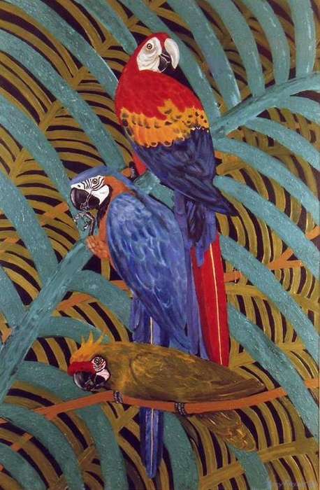 R1.00 start ! *AMAZON PARROTS* BEAUTIFUL  CANVAS PRINT or BOARD PRINT OF  ORIGINAL   ra