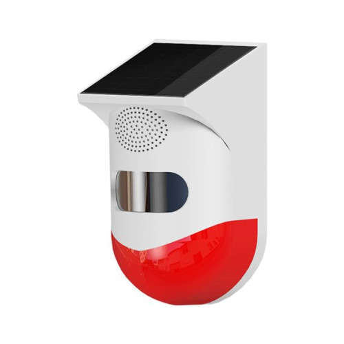 Solar Powered Wireless Independent Infrared Motion Sensor Detector Strobe Siren Alarm Waterproof