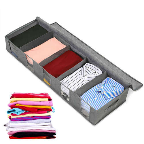 Foldable Under Bed Storage Bag Under Bed Clothes Container Grey Dustproof Storage Box