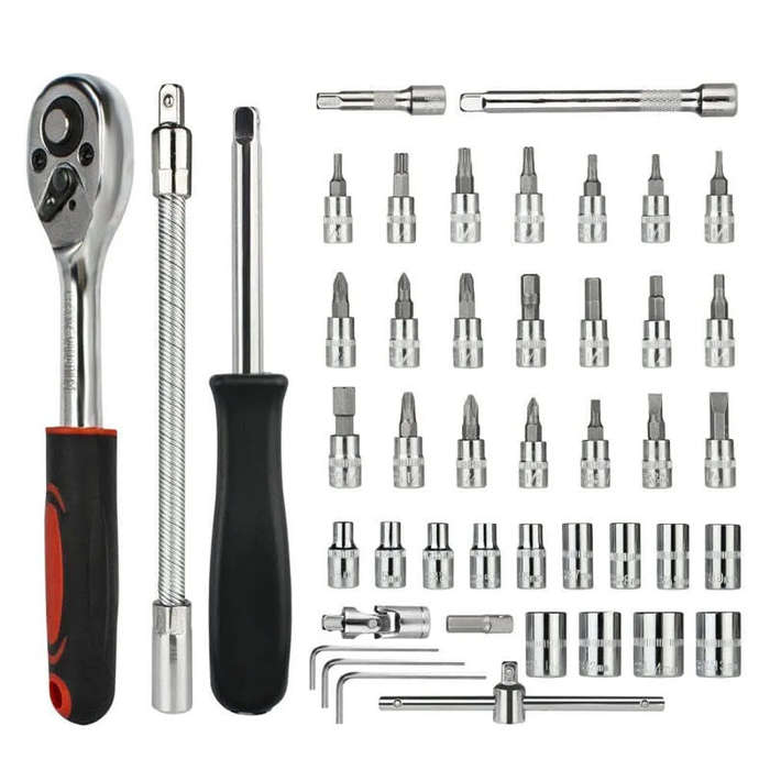 46pcs 1/4 Inch Socket Set Auto Repair Tools Ratchet Set Torque Wrench Combination Drill Bits