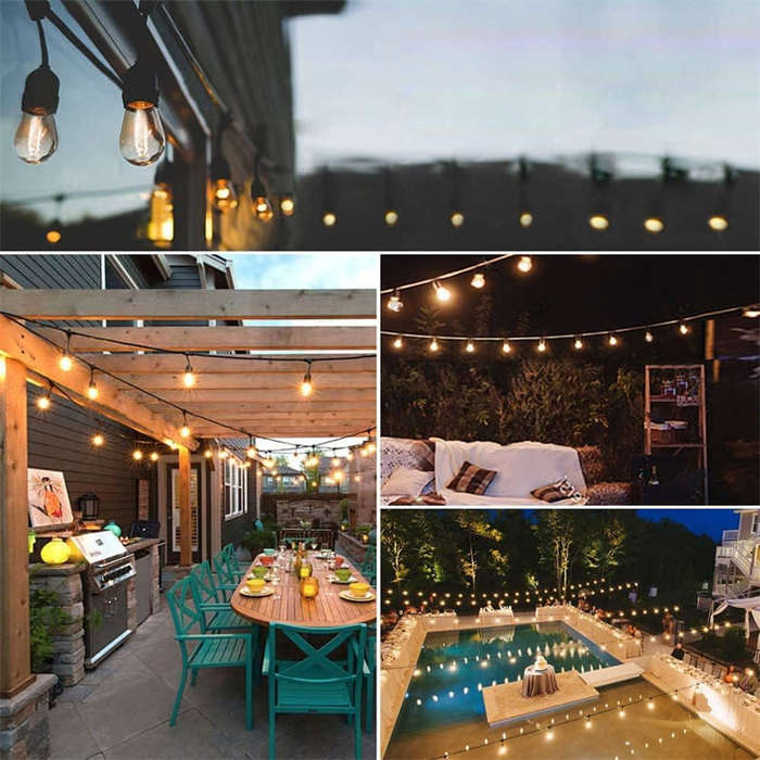 5M Waterproof Outdoor String Lights LED Commercial Grade Patio Lights Garden Holiday String Lights