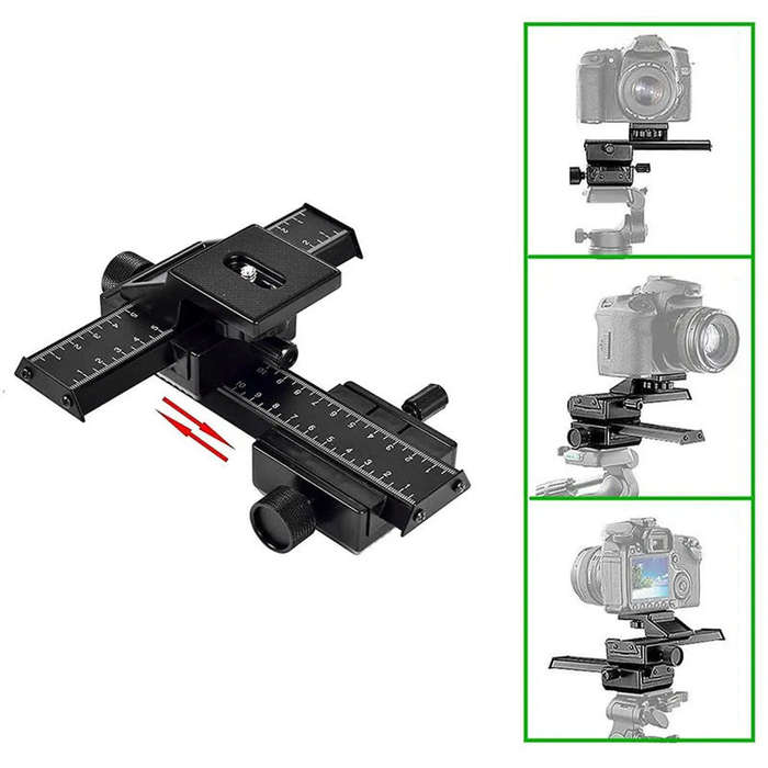 4-Way Macro Focus Rail Slider Close-Up Shooting for Digital SLR Camera DC with Standard 1/4-Inch