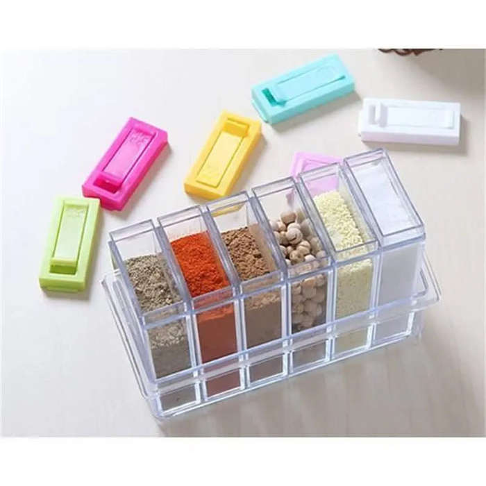 6 Pack Plastic Spice Bottle Kitchen Cooking Spice Storage Rack