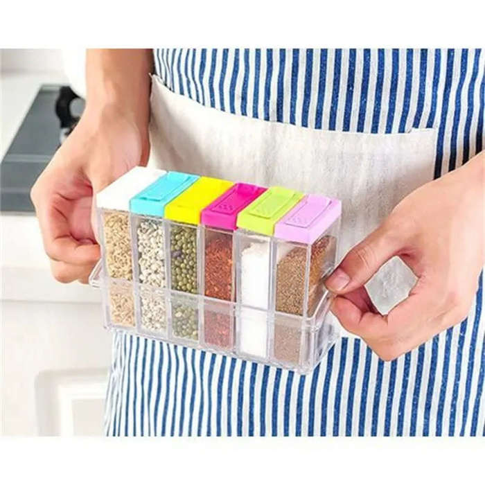 6 Pack Plastic Spice Bottle Kitchen Cooking Spice Storage Rack