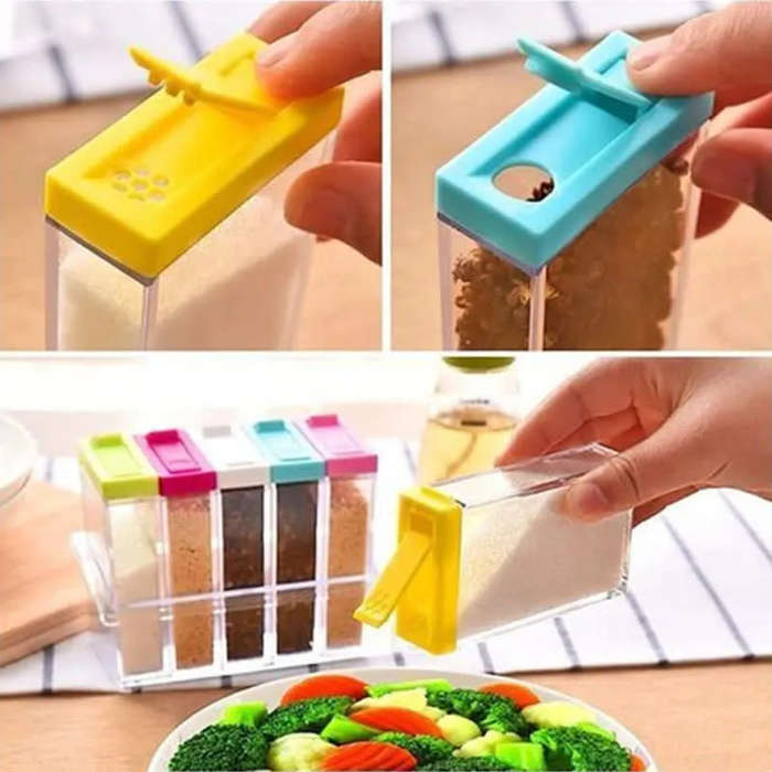 6 Pack Plastic Spice Bottle Kitchen Cooking Spice Storage Rack
