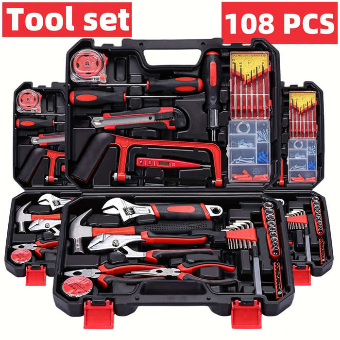 108PCS Marine Transport Tool Set, Car Repair Tool Set with Easy-to-carry Storage Tool Box