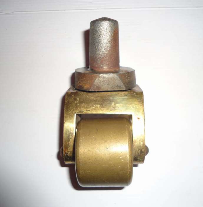 ANTIQUE LARGE HEAVY DUTY SOLID BRASS CASTOR - FOR GRAND PIANO