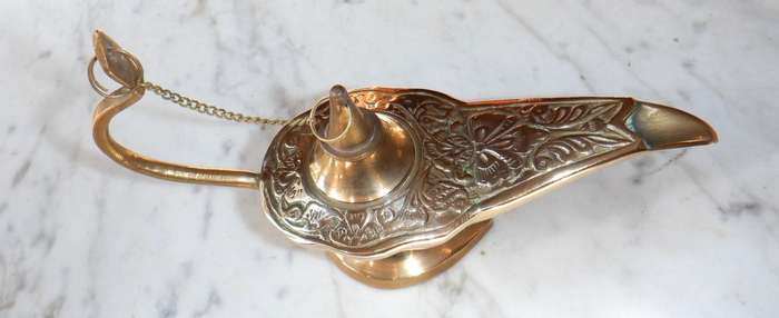 Vintage Alladin genie  brass lamp