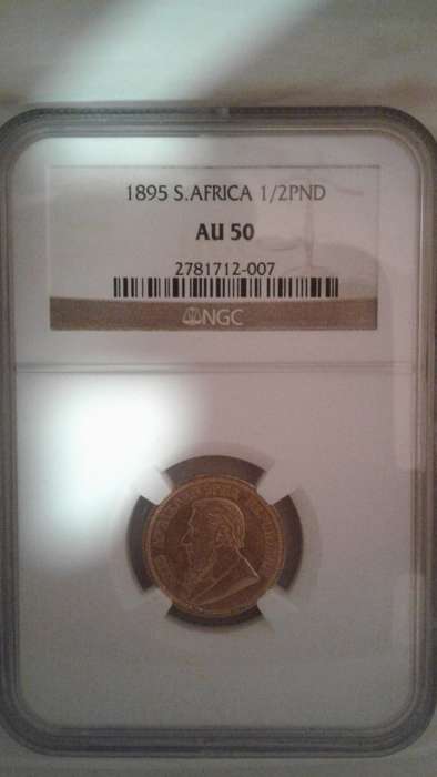 GOLD HALF POND NGC AU50 (1895) ZAR