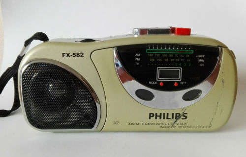 Vintage  Radio cassette recorder player Philips with alarm clock