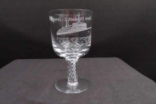 Stuart Crystal Goblet - Limited Edition - Cunard - Queen Elizabeth 2nd - January 1969 No 448
