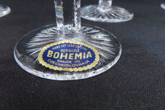 Bohemia Crystal Hand Cut Sherry Glasses x 6 Made in Czecholovakia