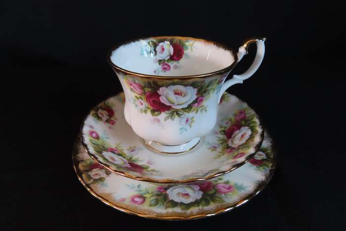 ROYAL ALBERT CELEBRATION TEA TRIO.