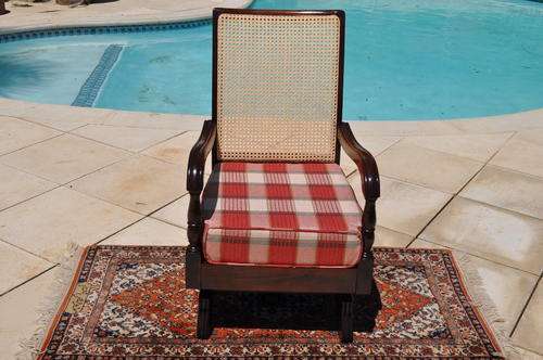Imbuia Rattan Back Rocking Chair  (Collections Only !!)