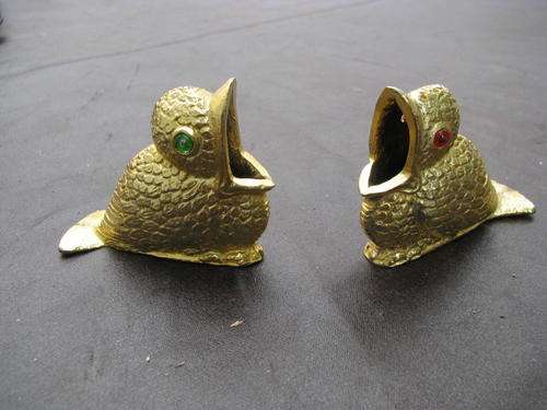 2 BEAUTIFUL HEAVY BRASS LITTLE BIRDS WITH OPEN BEAKS..MADE IN ITALY OF HIGH QUALITY@CRRAAAZYR1 START