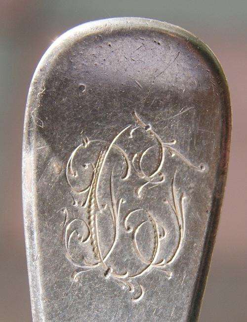 Vintage Silver and Etched Mother of Pearl Serving Spoon