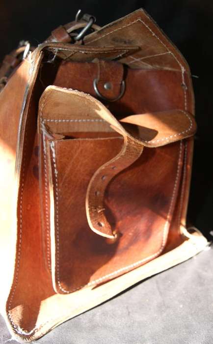 Vintage Large Camel Brown Leather Hold All or Satchel