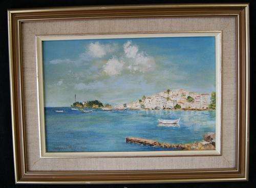 Framed ORIGINAL Sardinia Port Scene