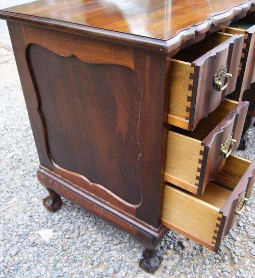 Vintage Imbuia Ball and Claw Linen Fold 7 Drawer Dressing Table