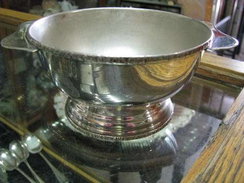 PLAIN PLATED SUGAR BOWL WITH DETAILED EDGING