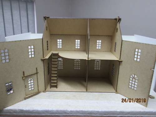 LARGE DOLLS HOUSE WITH FURNITURE (LASER CUT) - LOT 620V