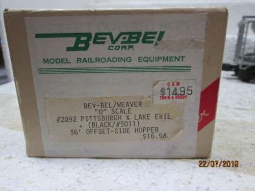 REDUCED TO CLEAR - O SCALE : BEV-BEL WEAVER 36FT OFFSET -SIDE HOPPER (BOXED)