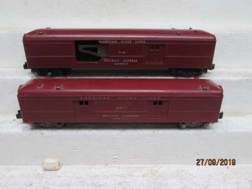 S SCALE : AMERICAN FLYER COACHES x2 - LOT 785X