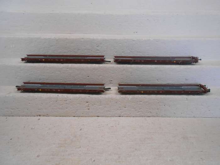 HO SCALE - FLEISCHMANN EXTRA LOW GOODS WAGONS - X4