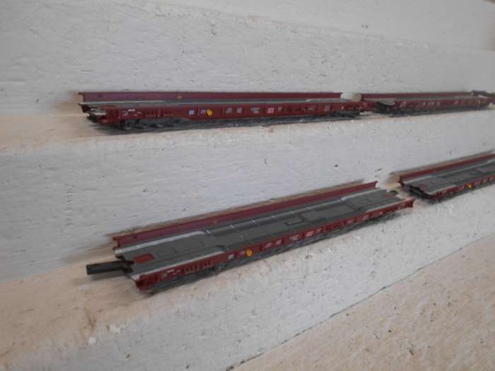 HO SCALE - FLEISCHMANN EXTRA LOW GOODS WAGONS - X4