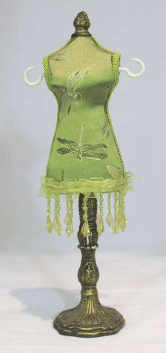 Jewelry Stand - Green dress with beads - Beautiful!! - Low price! Bid Now!!!