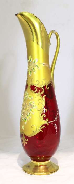 Venetian style decanter jug!! - Very tall in red - Magnificent! - Low price!! - Bid Now!!!