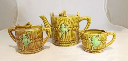Character tea pot, milk jug and sugar pot