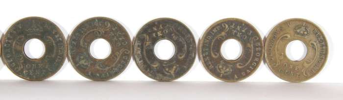 British East Africa 1c King George V coins - set of ten