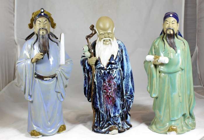 Chinese Immortal trio mud men set - Fu, Lu and Shou