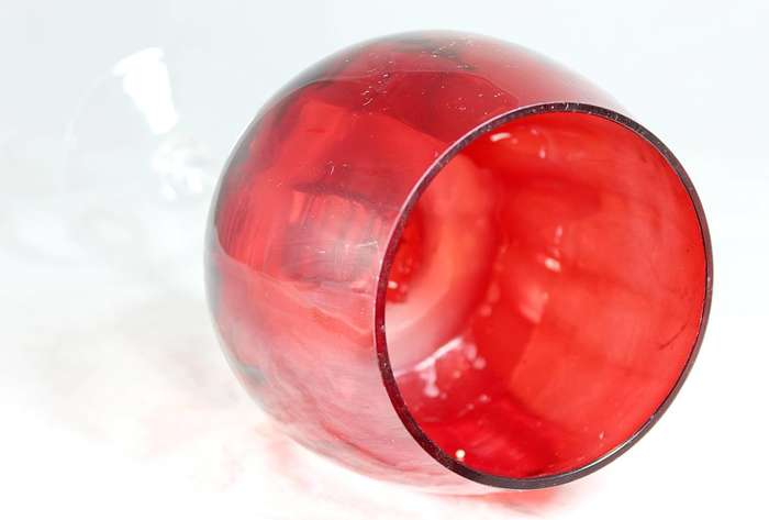 Red glass - bulbous candle holder