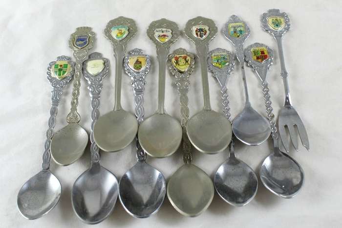 Souvenir Spoon - Lot of 11 - Assorted Spoons and Fork- Beautiful! - Bid Now!!!