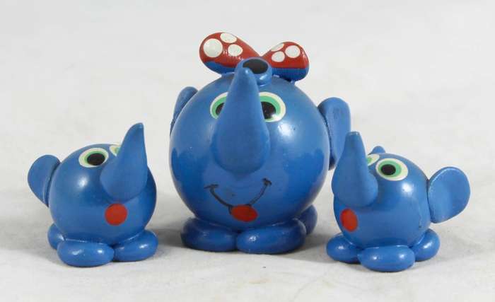 Funky blue elephant family