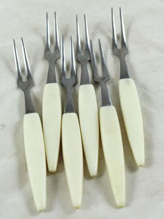White snail/prawn forks - Set of six