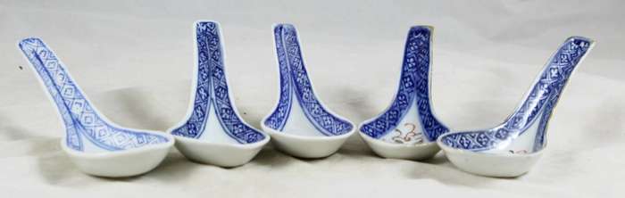 Chinese - soup spoons - collection of five