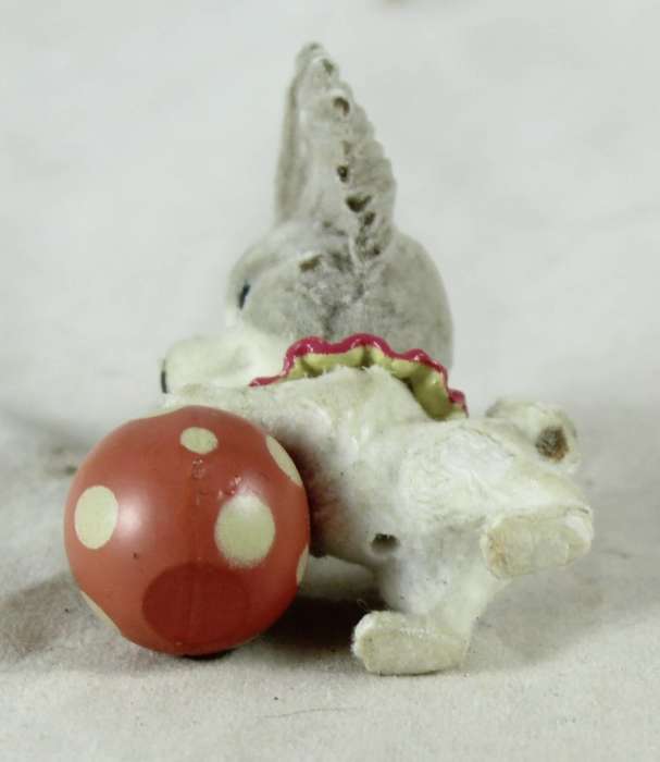 Miniature suede puppy with ball