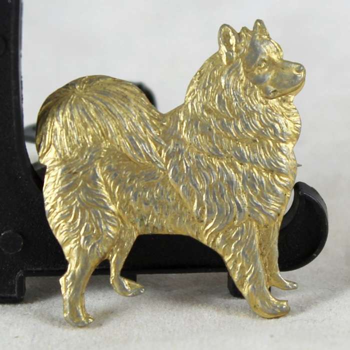 Brass dog brooch