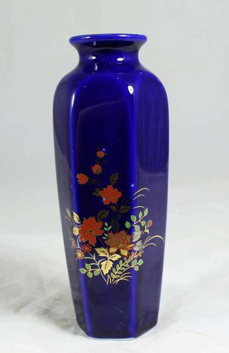 Cobalt blue - hexagonal oriental vase