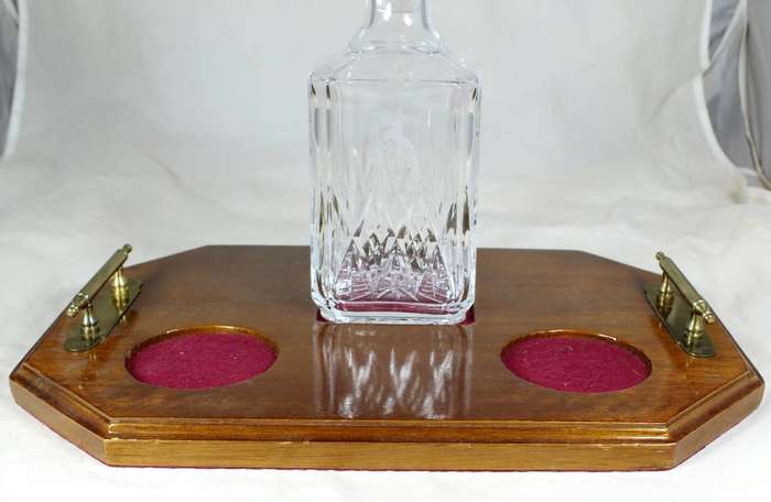 Desk tray with heavy glass decanter - branded Toyota
