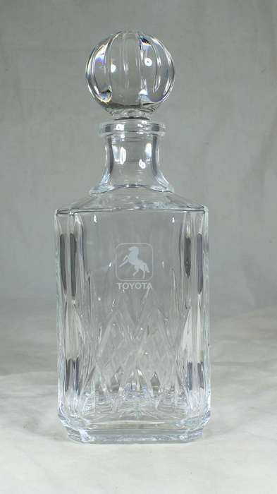 Desk tray with heavy glass decanter - branded Toyota