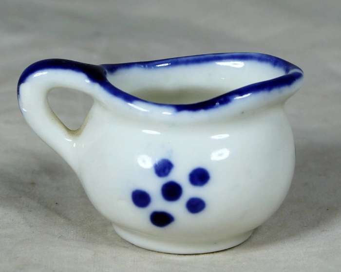 Miniature blue and white milk jug
