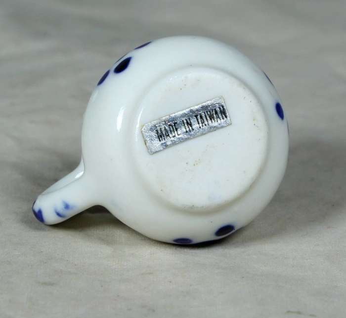Miniature blue and white milk jug