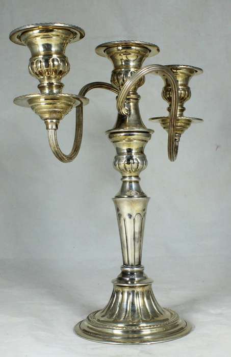 English electroplated hand case candelabra