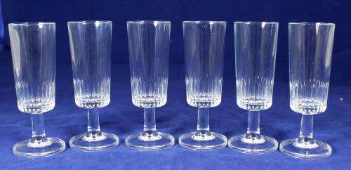 Set of six crystal liquor glasses
