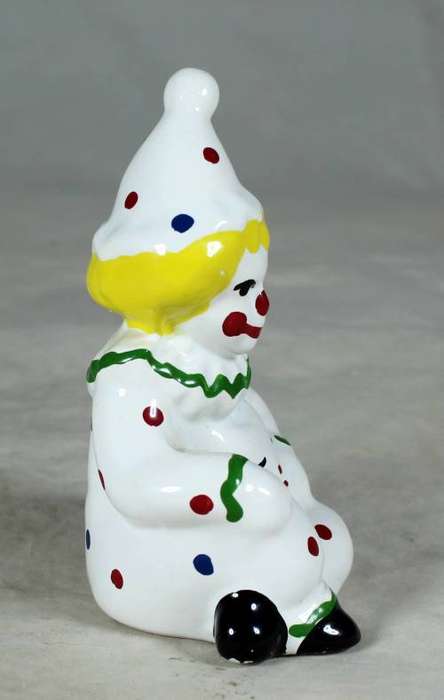 GREEN & WHITE PORCELAIN CLOWN WITH YELLOW HAIR